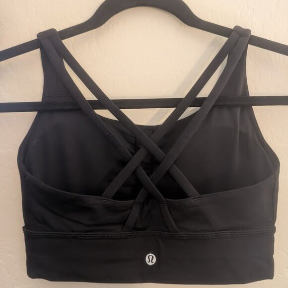 lululemon Energy Longline Bra Medium Support, B–C Cups, Sz 6, Black Pre-owned - Picture 4 of 4